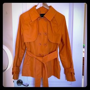 BCBGMaxAzria Double Breast Trench Jack in orange